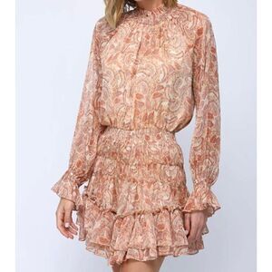 Fate Paisley Print Boho Tiered Ruffle Long Sleeve Dress Size Small NWT